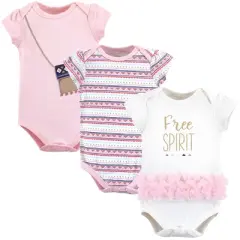 Little Treasure Baby Girl Cotton Bodysuits 3pk, Free Spirit