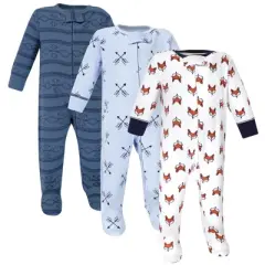 Yoga Sprout Baby Boy Cottton Zipper Sleep and Play 3pk, Fox