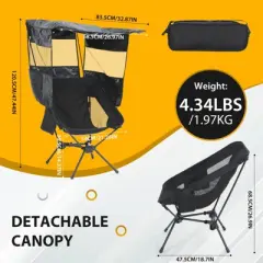 MUKE Portable Camping Chair with Canopy Shade, Lightweight Foldable Backpack Chair for Travel, Hiking, Festivals & Sports