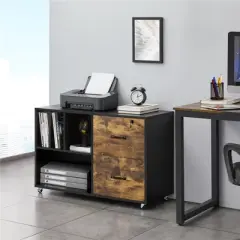 Yaheetech Mobile Letter Size Rolling File Cabinet With Drawers and Storage Shelves for Home Office
