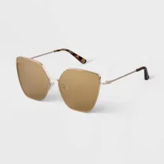 Women's Oversized Metal Square Sunglasses - A New Day&trade; Gold