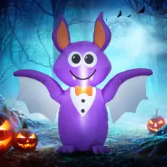 SEVOBAL Inflatable Holiday Decorations 6ft Halloween Cartoon Bat Outdoor Yard Decoration for Garden, Lawn, Halloween Party, Purple, 7.9"*3.5"*9.8"
