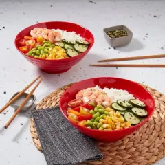 Infuse 2pc 8" Melamine Ramen Bowls Red