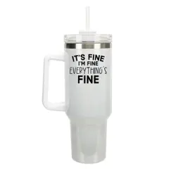 Elanze Designs It's Fine I'm Fine Everything's Fine 40 oz. Stainless Steel, Large Water Bottle Coffee Mug, Spill & Leak Resistant, Thermal Travel