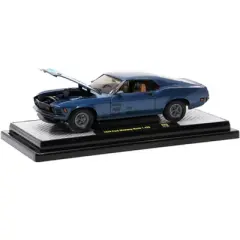 1970 Ford Mustang Mach 1 428 Dark Blue Metallic w/ Bright Blue Stripes Ltd Ed to 7000 Pcs 1/24 Diecast Model Car M2 Machines