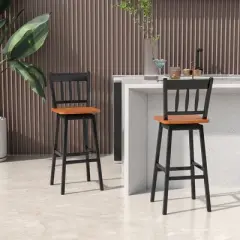 Costway Set of 2 Swivel Bar Stools 30.5'' Pub Height Dining Bar Chairs Cream