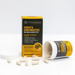 Active Men's Probiotic Capsules, 50 Billion CFU Probiotic Supplement for Digestive & Immune Health Support, Sunwarrior, 30ct