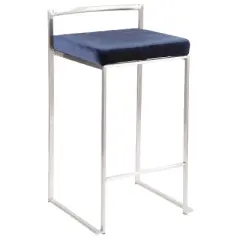 Set of 2 26" Fuji Contemporary Stackable Counter Height Barstool Stainless Steel with Cushion - Lumisource
