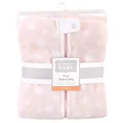 Hudson Baby Infant Girl Plush Sleeping Bag, Sack, Blanket, Pink Star