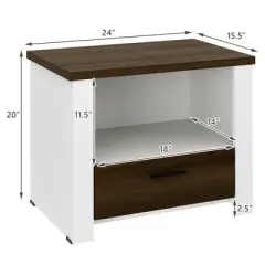 Costway Accent Nightstand with Drawer and Open Shelf Sofa End Table Bedroom Living Room