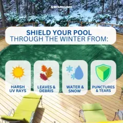 Swimline Hydrotools Supreme Guard Heavy Duty Winter Pool Cover for 24 Ft Above Ground Swimming Pools, Round Design, Green/Black