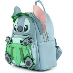 Loungefly Disney 3D Stitch Luau Blue Mini Faux Leather Shell Backpack