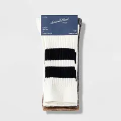 Women's Lightweight Ribbed Striped 3pk Crew Socks - Universal Thread&trade; 4-10