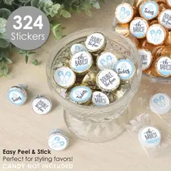 Big Dot of Happiness It's Twin Boys - Blue Twins Baby Shower Small Round Candy Stickers - Party Favor Labels - 324 Count