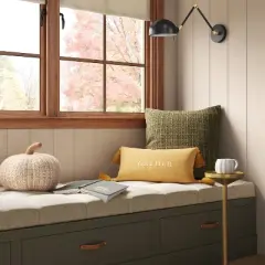 Gather Embroidered Herringbone Lumbar Throw Pillow Gold - Threshold&trade;