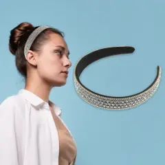 Unique Bargains Women's Luxury Sparkly Rhinestone Wide Headband 1 Pc