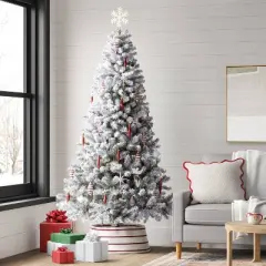 7.5' Pre-Lit Flocked Full Alberta Spruce Artficial Christmas Tree with Warm White LED Lights - Wondershop&trade;