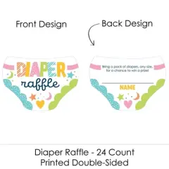 Big Dot of Happiness Colorful Baby Shower - Diaper Shaped Raffle Ticket Inserts - Gender Neutral Baby Shower Diaper Raffle Game - Set of 24