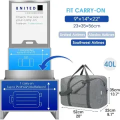 Narwey Foldable Carry on Luggage 22x14x9 Airline Approved Duffle Bag for Travel Packable Duffel Bag