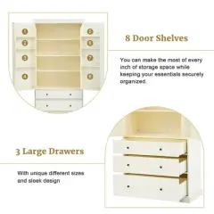 Kumasinova 77"Farmhouse Kitchen Pantry Cabinet,Freestanding Storage Cabinet with Door-Mounted Shelves,4-Tier Pantry with 3 Drawers