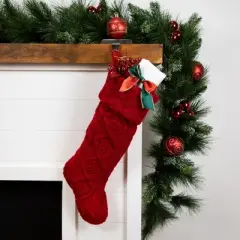 Northlight Cable Knit Christmas Stocking with Cuff - 21.5" - Red