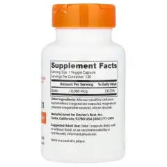 Doctor's Best Biotin, 10,000 mcg, 120 Veggie Caps