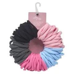 Willow & Ruby 100pc Hair Ties &ndash; Elastic Ponytail Holders for All Hair Types, Strong & Stretchy Hair Bands in Black, Pink, Gray, and Blue