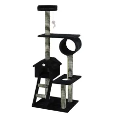 Go Pet Club 60" Black Cat Tree Condo with Sisal Covered Posts F44 - Black