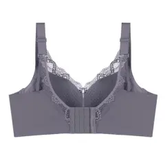 Agnes Orinda Women's Wirefree Comfortable Soft Push-Up Lace Trim Plunge Lingerie Bra