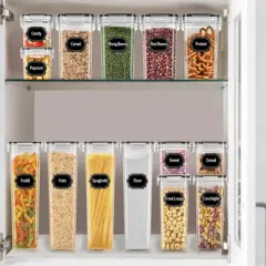 24-Piece Airtight Food Storage Container Set with Lids, BPA-Free, Plastic Leak-Proof Jars for Cereal, Flour, and Sugar (Gray)