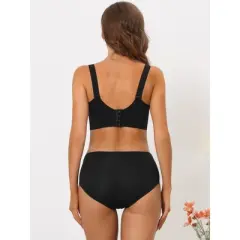 Allegra K Women's Lace Minimizer Adjustable Wide Straps Full Coverage Wireless Bra and Panty