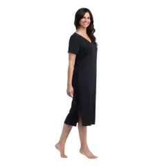 Softies Women's 44" V-Neck Short Sleeve Nightgown