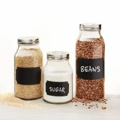 Amici Home Venice Chalkboard Collection Glass Canister, Twist Top Lid, Food Safe, Assorted Set of 3,76, 96, and 132 Ounce