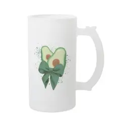 Elanze Designs Freezable Beer Stein Mug With Thumb Grip Handle, 16 Ounce Frosted Glass, Avocado