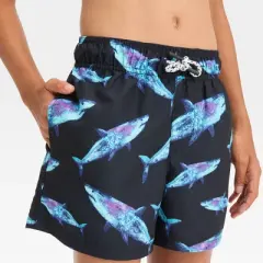 Boys' Shark Printed Swim Shorts - art class&trade; Black