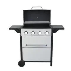 SEVOBAL Outdoor Grills, Griddles and Smokers 4 Burner Propane Gas Grill, BTU Outdoor BBQ with Foldable Side Tables, Black, 25.6"*17.7"*14.6"