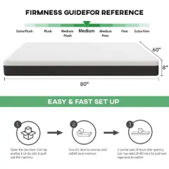 FDW 8 Inch Cooling Gel Memory Foam Mattress Medium Firm Mattress Queen Size Mattress Fiberglass Free CertiPUR US Certification
