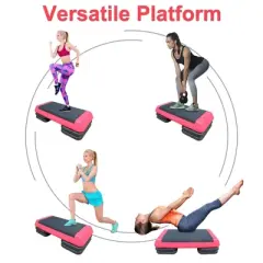 NAYSAYE Exercise Trainer Aerobic Step Platform Adjustable Height for Home Gym Workouts, Black and Red, 30.31"*14.96"*4.33"