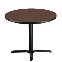 36" Round Composite Core Dining Height Dining Table Laminated Mahogany with Black Steel Base - National Public Seating