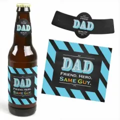 Big Dot of Happiness Dad's Day - Father's Day Gift for Men 6 Beer Bottle Label Stickers and 1 Carrier