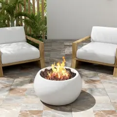 Christopher Knight Home Wardell Patio 40,000 BTU Lightweight Concrete Round Propane Fire Pit
