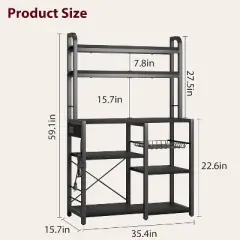 Baker Rack with Power Outlet - Microwave Stand with Storage, Industrial Microwave Stand, Kitchen Buffet Table, 6-Tier Kitchen Storage Rack