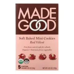 MadeGood Red Velvet Soft Baked Mini Cookies - Case of 6/4.25 oz