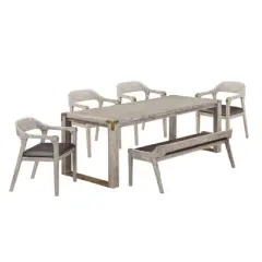 6pc Rectangular Montana Extendable Dining Set with 4 Armchairs and 1 Bench - Boraam