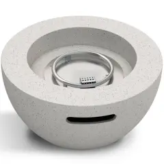 Kante 25" Outdoor Round Concrete & Metal Propane Gas Smokeless Bowl Fire Pit Table - Rosemead Home & Garden, Inc.