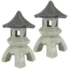 Design Toscano Pagoda Lantern Sculpture: Set of Two Large