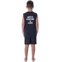 WWE Boys' Roman Reigns Icon Wreck Everyone And Leave Tank Short Pajama Set Black