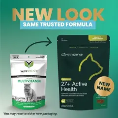 VetriScience, 27+ Active Health Chews for Cats, Fish Flavor, 30 Count Bag