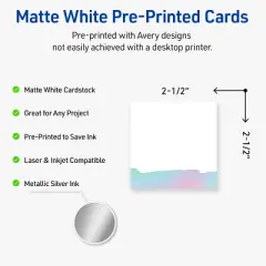 Avery Square Business Cards, Watercolors Design, 2.5" x 2.5", 90ct