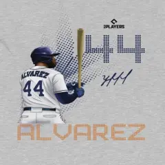 MLBPA Men's Alvarez Pw Licensed Houston Astros Jordan Alvarez Houstondynamic Pose 44 Short Sleeve Graphic Cotton T-Shirt - Sport Grey M